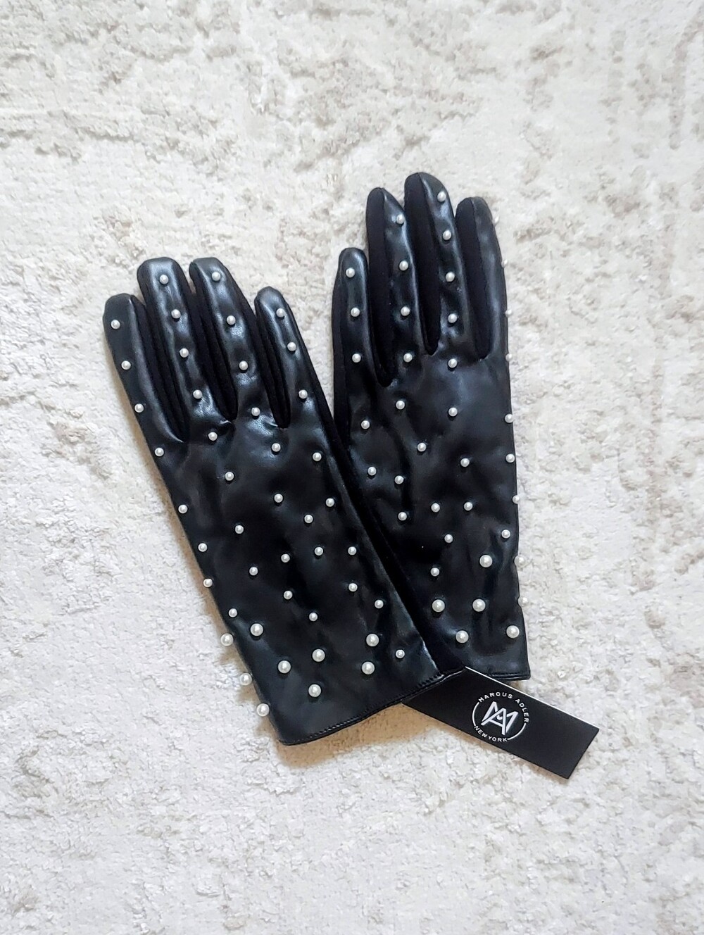 Marcus Adler Pearl Studded Black Touchscreen Gloves NWT